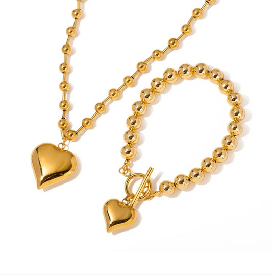 Pulseras de mano con  corazón chapa de oro 18 k